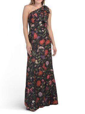 RENE BY RENE RUIZ One Shoulder Floral Mikado Gown